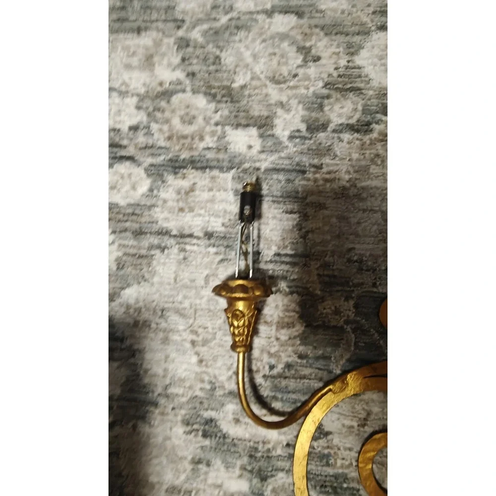 Vintage mid Century‎ Italian Gold Gilt Large Wall Sconces